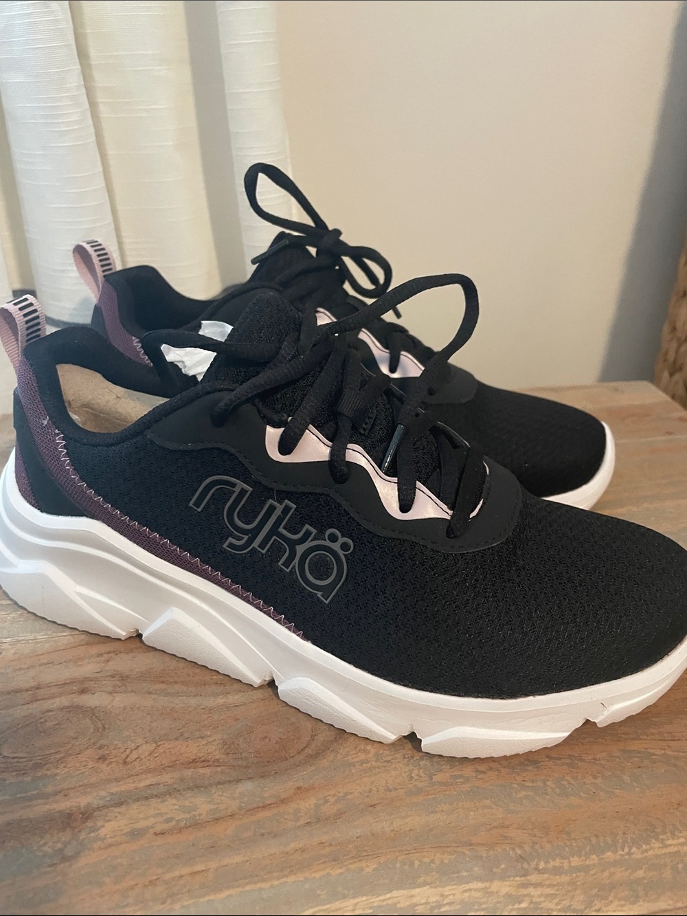 Ryka Black with burgundy striping Athletic Sneakers NEW